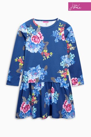 Little Joule Paula Navy Floral Dropped Waist Dress